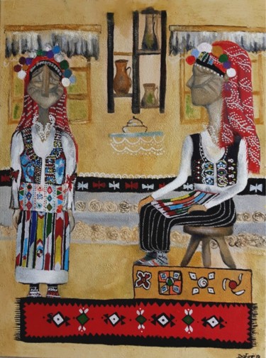 Painting titled "Motifs from Medvegje" by Dafinë Vitija, Original Artwork, Acrylic