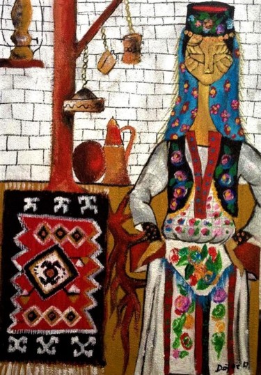 Peinture intitulée "Motifs from Malsia" par Dafinë Vitija, Œuvre d'art originale, Acrylique
