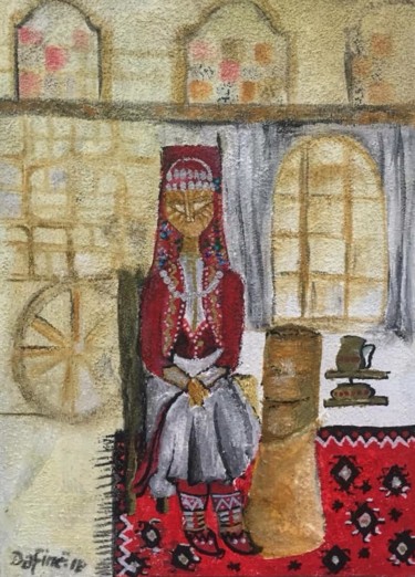 Painting titled "Motifs from Mirdita" by Dafinë Vitija, Original Artwork, Acrylic