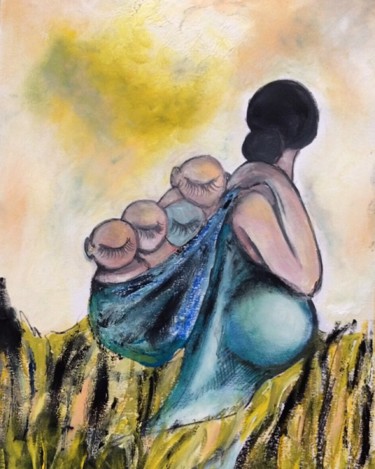Pintura titulada "Motherhood" por Dafinë Vitija, Obra de arte original, Pastel