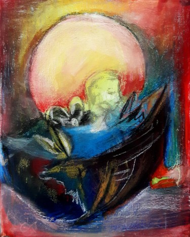 Painting titled "The boat of life" by Dafinë Vitija, Original Artwork, Pastel