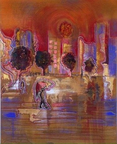Painting titled "martian Land" by Dafinë Vitija, Original Artwork, Acrylic