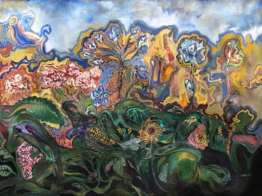 Malerei mit dem Titel "botanic love" von Dafinë Vitija, Original-Kunstwerk, Öl