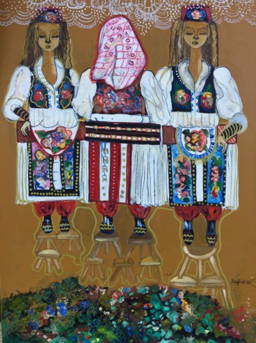 Painting titled "women from Has" by Dafinë Vitija, Original Artwork, Acrylic