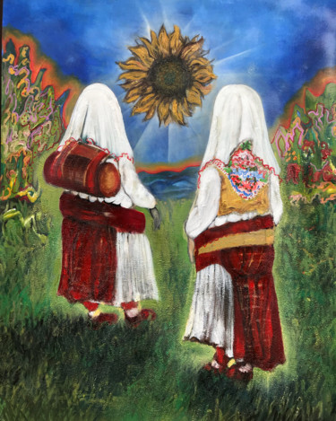 Painting titled "“Sunrise" by Dafinë Vitija, Original Artwork, Oil