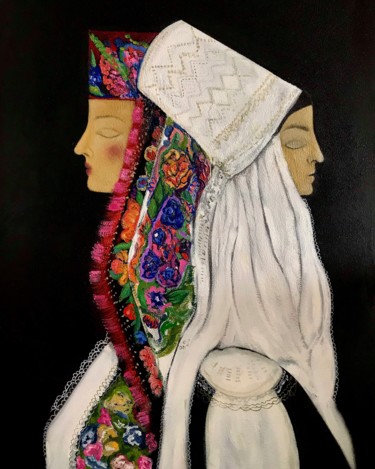 Painting titled "Together is better…" by Dafinë Vitija, Original Artwork, Oil