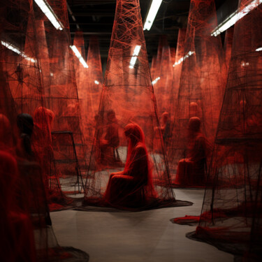 Digitale Kunst getiteld "Red Cocoon#1" door Laurent Da Fonseca, Origineel Kunstwerk, 3D-modellering