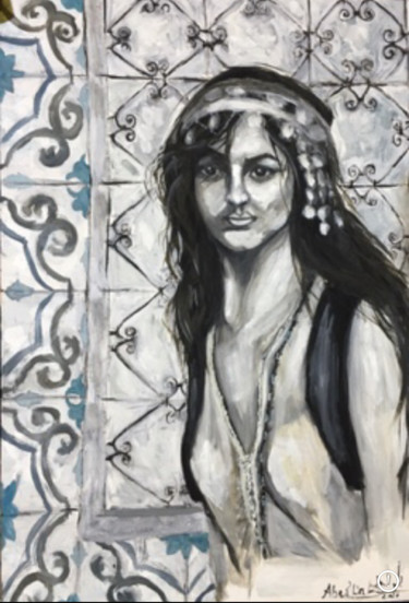 Peinture intitulée "Juive marocaine" par Manar Abou Elaoula (A’M), Œuvre d'art originale, Huile Monté sur Châssis en bois