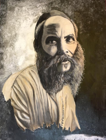 Peinture intitulée "Juif du Maroc ancien" par Manar Abou Elaoula (A’M), Œuvre d'art originale, Huile
