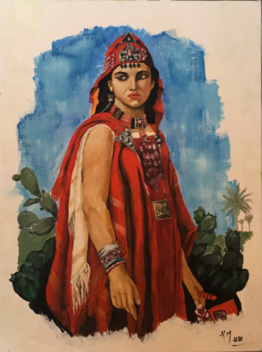 Pittura intitolato "La kahina" da Manar Abou Elaoula (A’M), Opera d'arte originale, Olio Montato su artwork_cat.