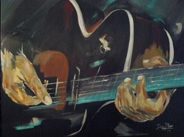 Painting titled "le guitariste" by Dagmar Marchand, Original Artwork, Acrylic