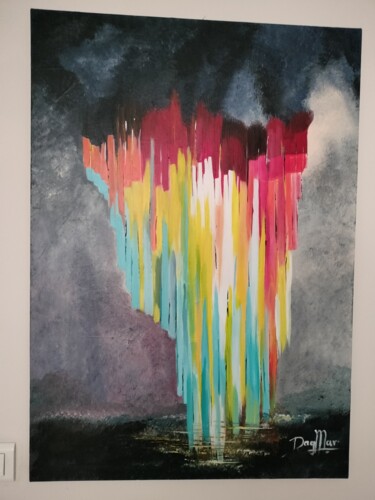 Painting titled "cascade en couleur" by Dagmar Marchand, Original Artwork, Acrylic