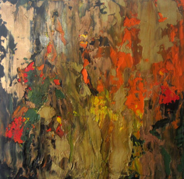 Painting titled "Hidden Flowers no.4…" by Dagmar Wankowski, Original Artwork, Oil Mounted on Wood Stretcher frame