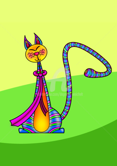 Digitale Kunst mit dem Titel "Katze mit Krawatte" von Dagmara Weichelt, Original-Kunstwerk, 2D digitale Arbeit