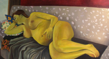 Peinture intitulée "douce attente" par Maya Ratovondrahona, Œuvre d'art originale, Huile
