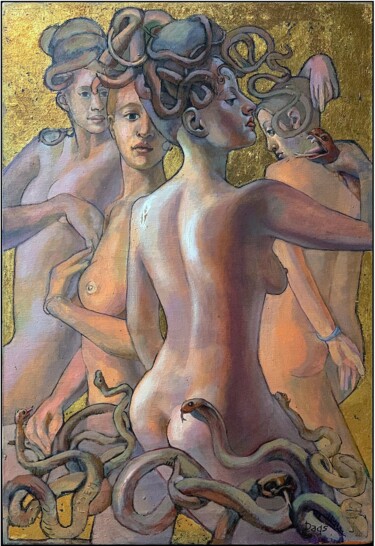 Pittura intitolato "One Woman Four Faces" da Dags, Opera d'arte originale, Olio