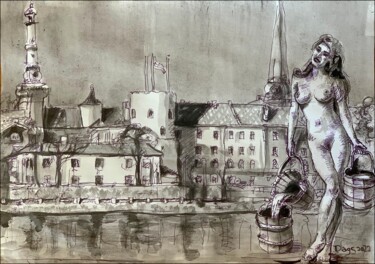 Desenho intitulada "Lait et miel letton…" por Dags, Obras de arte originais, Tinta