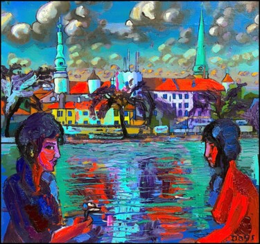 Painting titled ""RIGA SILHOUETTE" 1…" by Dags, Original Artwork, Oil