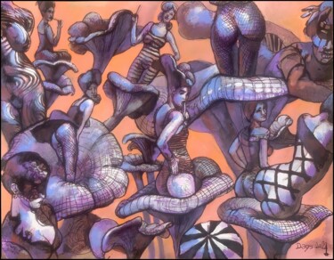 Pintura intitulada "Saison des girolles…" por Dags, Obras de arte originais, Acrílico