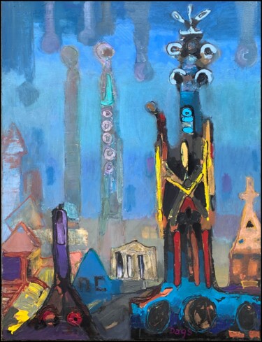 Painting titled "BARCELONA. GAUDI. S…" by Dags, Original Artwork, Oil