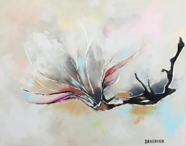 Painting titled "Magnolia tenderness." by Daheaven Art, Original Artwork, Oil Mounted on Wood Stretcher frame