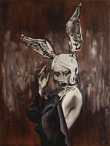 Schilderij getiteld "Podium." door Daheaven Art, Origineel Kunstwerk, Olie Gemonteerd op Frame voor houten brancard