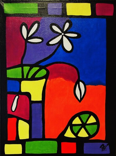 Painting titled "Still life - 3." by Daheaven Art, Original Artwork, Acrylic Mounted on Wood Stretcher frame