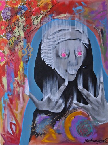绘画 标题为“David's ghost.” 由Daheaven Art, 原创艺术品, 油 安装在木质担架架上