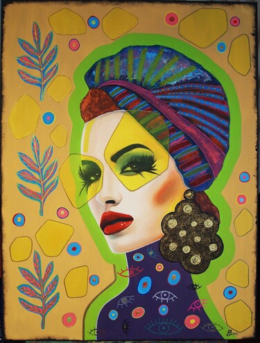 Painting titled "Woman portrait." by Daheaven Art, Original Artwork, Oil Mounted on Wood Stretcher frame