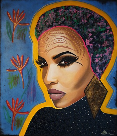 Painting titled "Woman portrait#2." by Daheaven Art, Original Artwork, Oil Mounted on Wood Stretcher frame