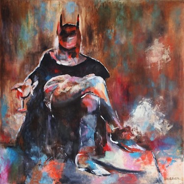The last Batman. Painting titled "The last Batman." by Daheaven, Original Art, Oil Mounted on Stretcher frame