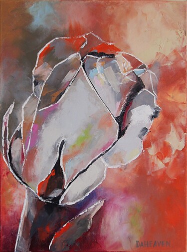 Little rose. Painting titled "Little rose." by Daheaven, Original Art, Oil Mounted on Stretcher frame