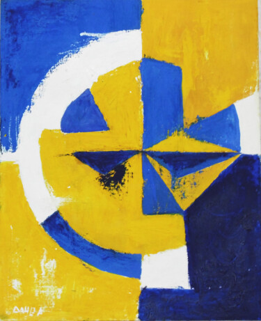 Peinture intitulée "Yellow & Blue." par Dahlia Baasher, Œuvre d'art originale, Acrylique