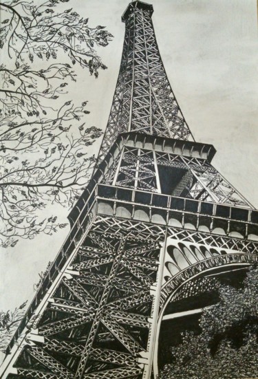 Painting titled "Torre Eiffel" by Daiane Lopes, Original Artwork, Other