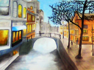 Painting titled "amsterdam" by Daiane Lopes, Original Artwork, Ink