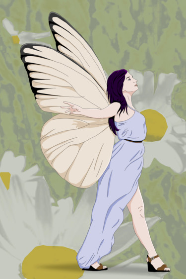 Arts numériques intitulée "Butterfly woman" par Daisy Aude, Œuvre d'art originale, Peinture numérique