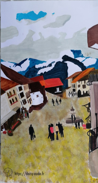 Peinture intitulée "Le village d'une mo…" par Daisy Aude, Œuvre d'art originale, Acrylique