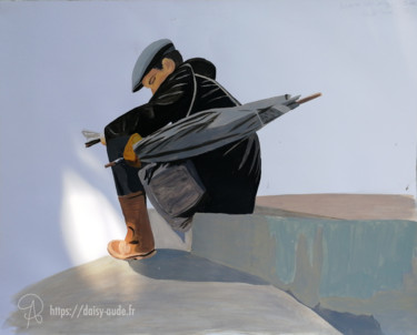 Peinture intitulée "Le voyageur paraplu…" par Daisy Aude, Œuvre d'art originale, Acrylique