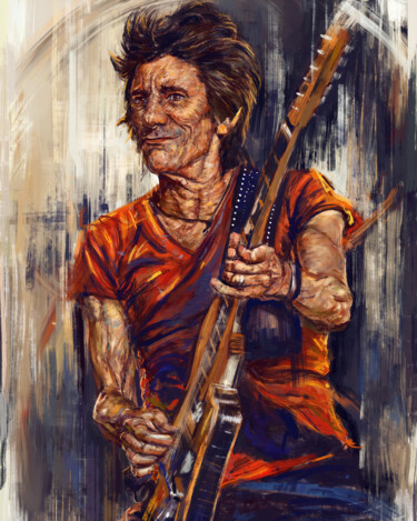 Pintura intitulada "Rocking Ronnie" por Daisy Dimphna, Obras de arte originais, Óleo