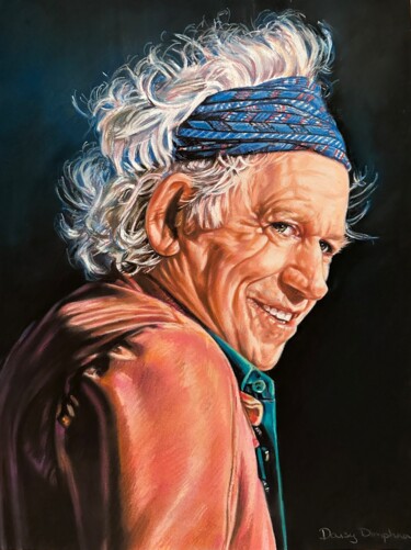 Drawing titled "Keith Richards" by Daisy Dimphna, Original Artwork, Pastel