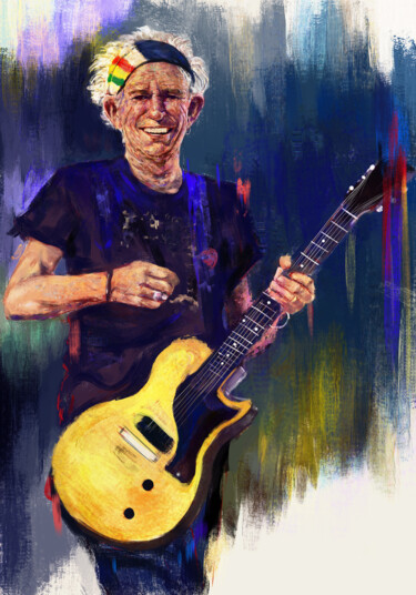 Painting titled "Keith Richards stil…" by Daisy Dimphna, Original Artwork, Oil