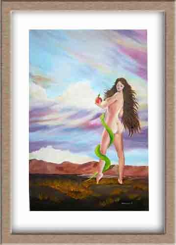 Painting titled "tentation" by Daisy Masson, Original Artwork, Oil