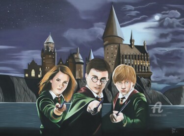 图画 标题为“Harry Potter, Hermi…” 由Daisy Van Der Zijden, 原创艺术品, 粉彩
