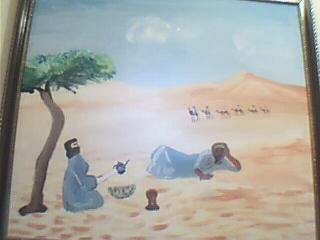 Peinture intitulée "la beauté du désert" par Youssef Yemmouni, Œuvre d'art originale