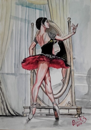 Mirror, mirror... Painting titled "Mirror, mirror..." by Zoran Dakic, Original Art, Gouache