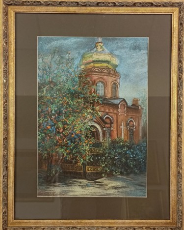 Картина под названием "Храм Николая Чудотв…" - Лариса Круглова, Подлинное произведение искусства, Пастель