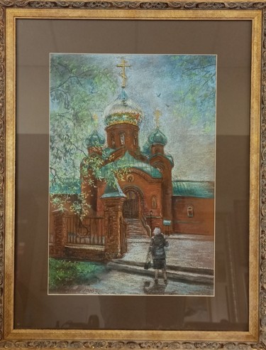 Schilderij getiteld "Храм" door Larisa Kruglova, Origineel Kunstwerk, Pastel