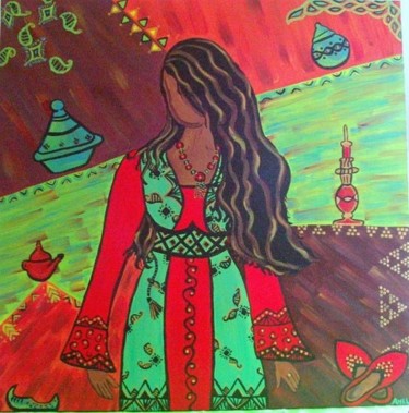 Peinture intitulée "l'artisanat marocain" par Amal B., Œuvre d'art originale