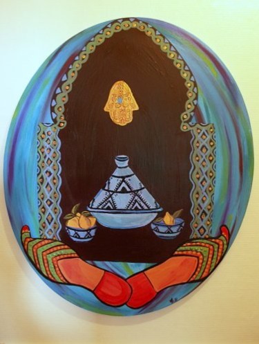 Peinture intitulée "fenêtre sur l'orien…" par Amal B., Œuvre d'art originale