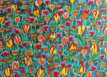 Peinture intitulée "tulipes" par Amal B., Œuvre d'art originale